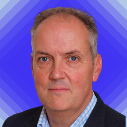 Profile of Stephen Wightman with blue/purple background.