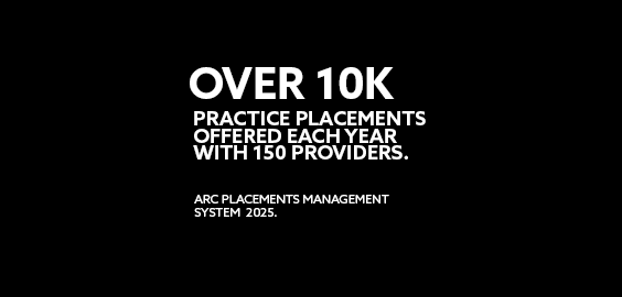 over 10k practice placements offered each year with 150 providers