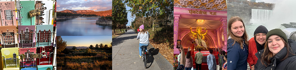 postcards, lakes, bike rides, Indian attractions and student selfies at waterfall