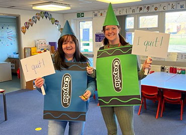 alumni dressed as Cryon for world book day