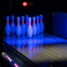 bowling pins in position